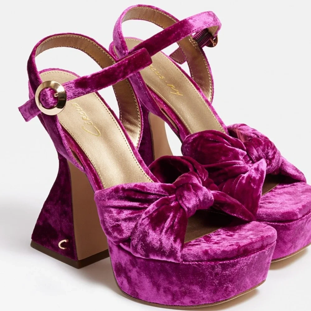 Circus by Sam Edelman Magenta Velvet Bow Platform Sandals